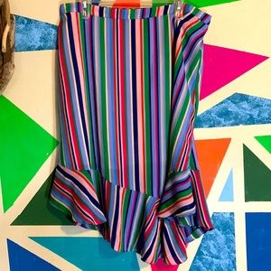 Asymmetrical hem skirt, bright stripes, size XXL